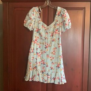 Blue floral city triangles dress
